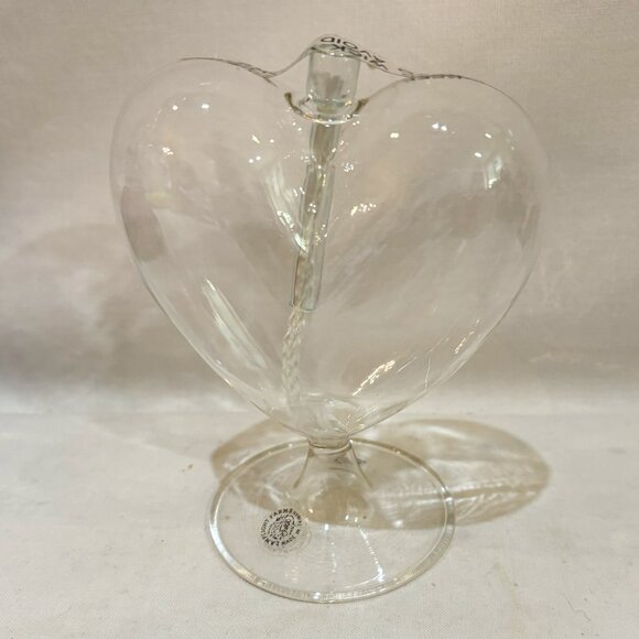 Vintage Lamplight Farms Hand Blown Heart Shape Clear Glass Oil Candle - Picture 3 of 5